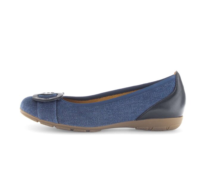Gabor Damen Sportliche Ballerina Blau - Materialmix Leder/Lederimitat