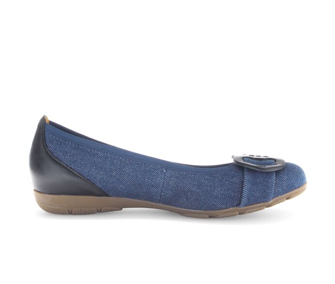 Gabor Damen  Sportliche Ballerina Blau - Materialmix Leder/Lederimitat