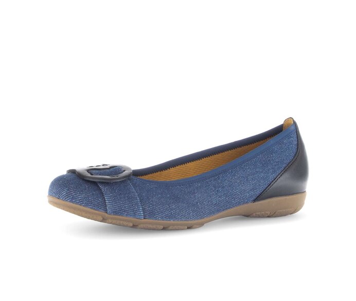 Gabor Damen  Sportliche Ballerina Blau - Materialmix Leder/Lederimitat