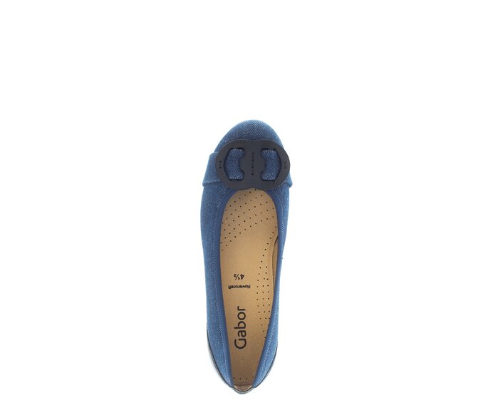 Gabor Damen  Sportliche Ballerina Blau - Materialmix Leder/Lederimitat