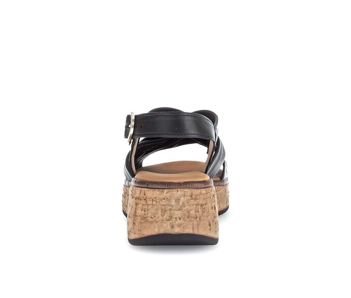 Gabor Damen  Plateau Sandale Schwarz - Glattleder