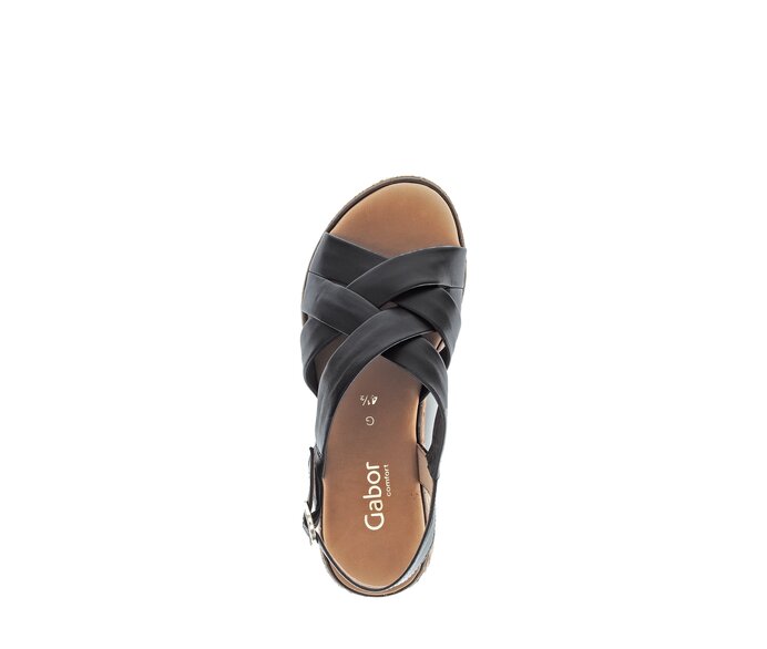 Gabor Damen  Plateau Sandale Schwarz - Glattleder