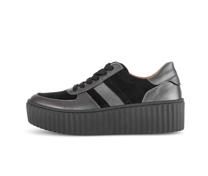 Gabor Damen Sneaker Low Grau - Materialmix Leder