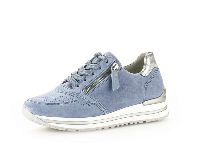 Gabor Damen  Sneaker Low Blau - Materialmix Leder