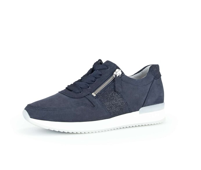 Gabor Damen  Sneaker Low Blau - Materialmix Leder