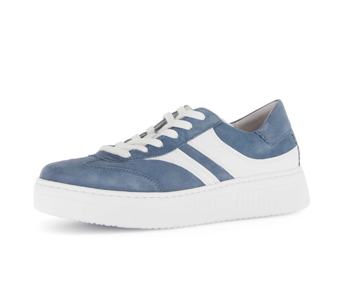 Gabor Damen  Sneaker Low Blau - Materialmix Leder
