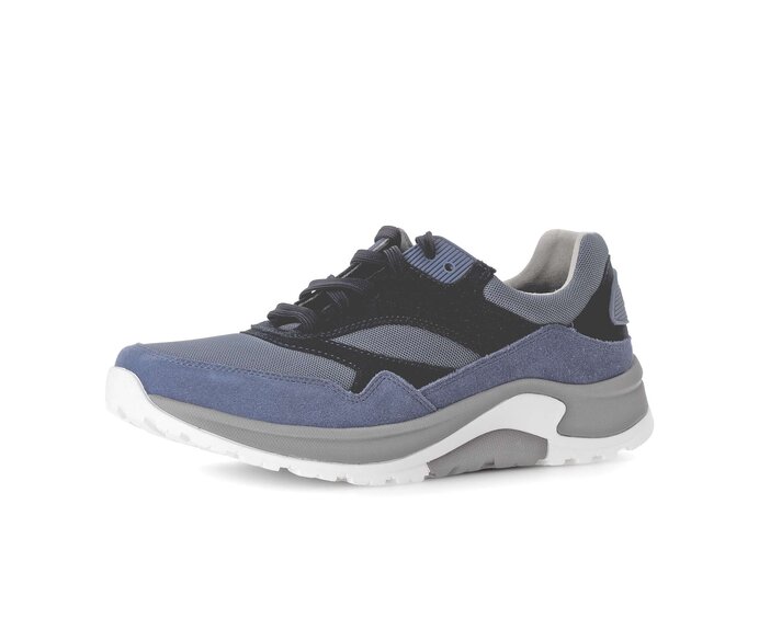 Gabor Herren Rollingsoft Sneaker Low Blau - Materialmix Leder/Textil