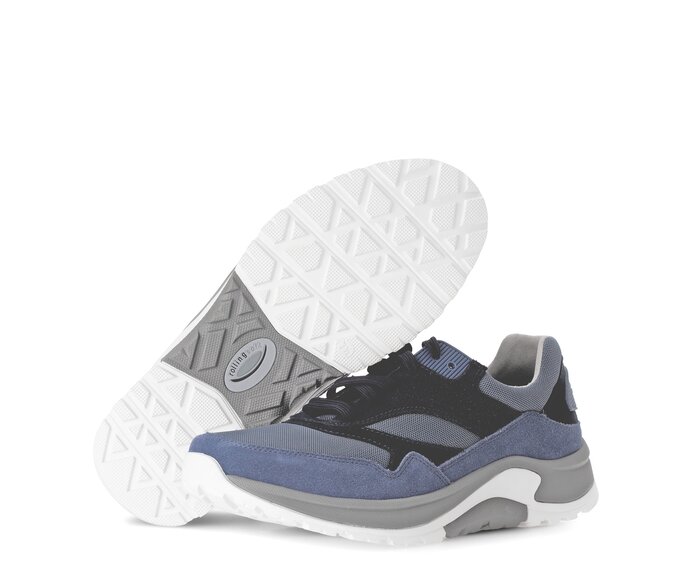 Gabor Herren Rollingsoft Sneaker Low Blau - Materialmix Leder/Textil
