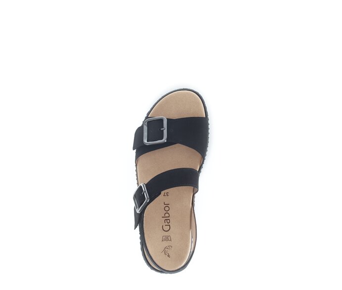 Gabor Damen  Plateau Sandale Schwarz - Rauleder