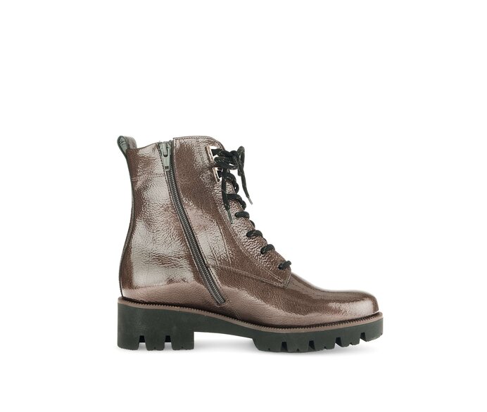 Gabor Damen  Schnürstiefelette Braun - Lackleder