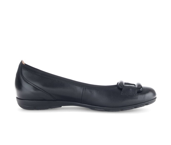 Gabor Damen  Sportliche Ballerina Schwarz - Materialmix Leder