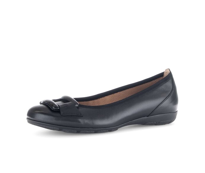 Gabor Damen  Sportliche Ballerina Schwarz - Materialmix Leder