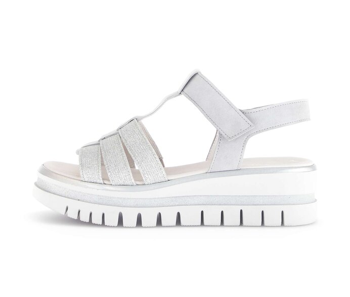 Gabor Damen Plateau Sandale Grau - Materialmix Leder/Lederimitat