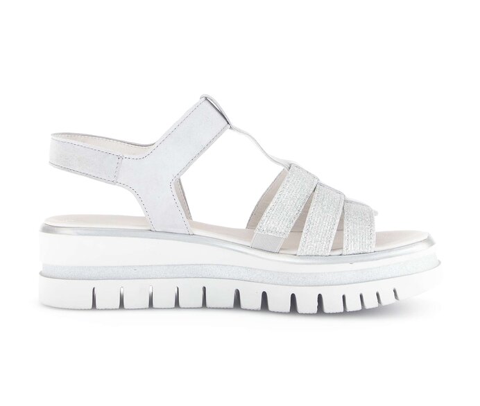 Gabor Damen  Plateau Sandale Grau - Materialmix Leder/Lederimitat
