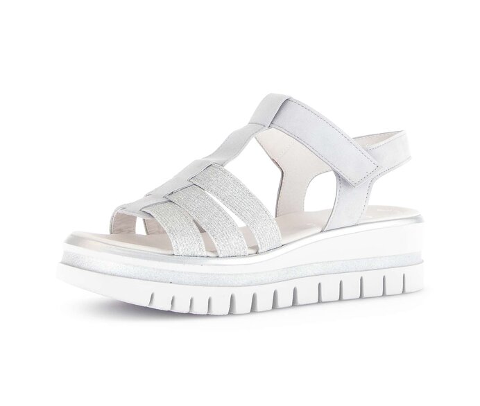 Gabor Damen  Plateau Sandale Grau - Materialmix Leder/Lederimitat