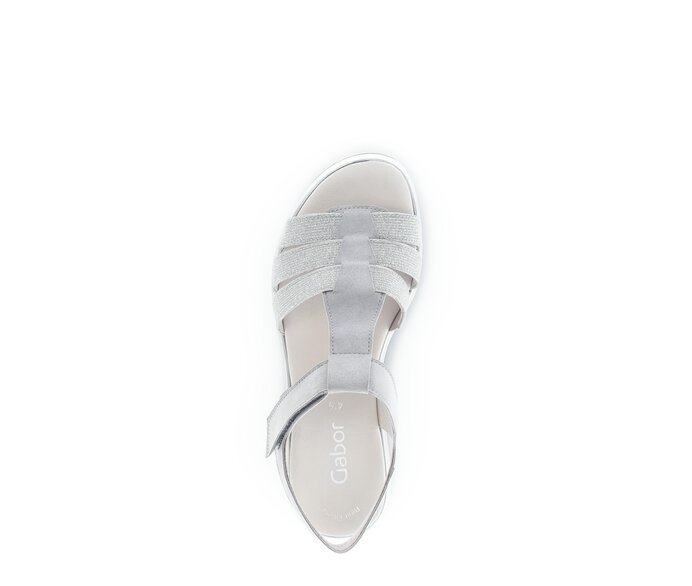 Gabor Damen  Plateau Sandale Grau - Materialmix Leder/Lederimitat