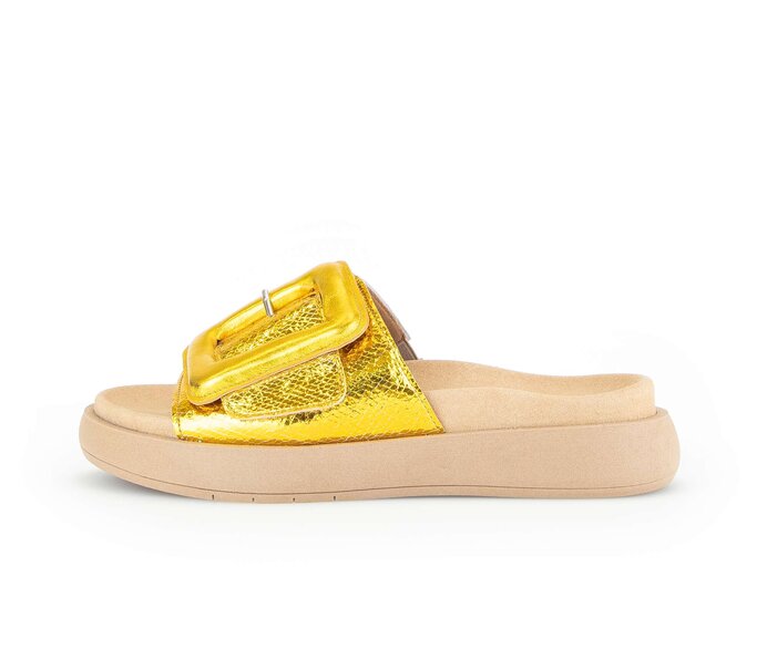 Gabor Damen Pantolette Gelb - Materialmix Leder