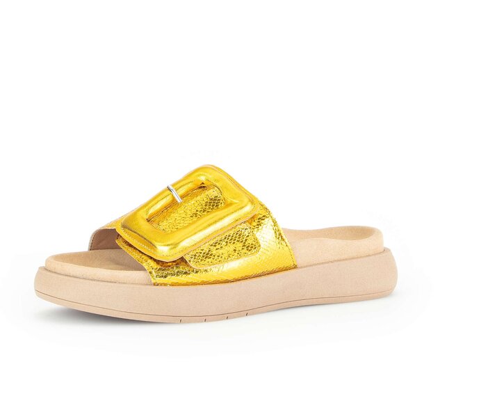 Gabor Damen  Pantolette Gelb - Materialmix Leder