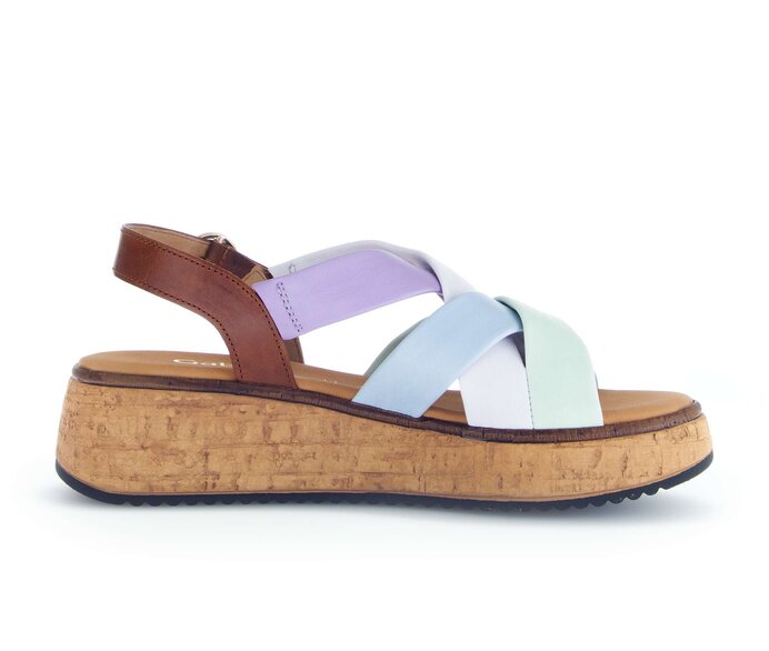 Gabor Damen  Plateau Sandale Multicolour - Materialmix Leder