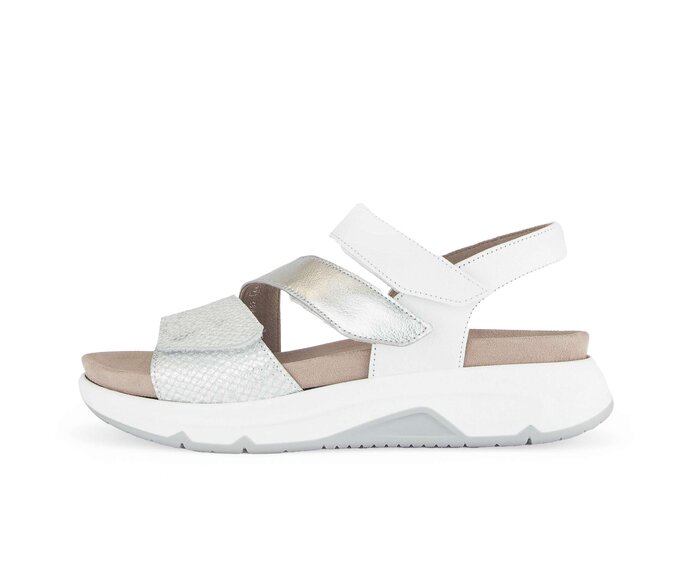 Gabor Damen Trekkingsandale Silber - Materialmix Leder