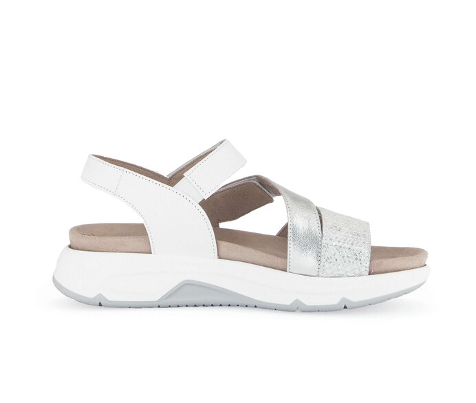 Gabor Damen  Trekkingsandale Silber - Materialmix Leder
