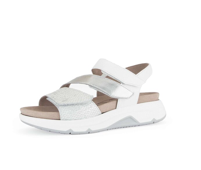 Gabor Damen  Trekkingsandale Silber - Materialmix Leder