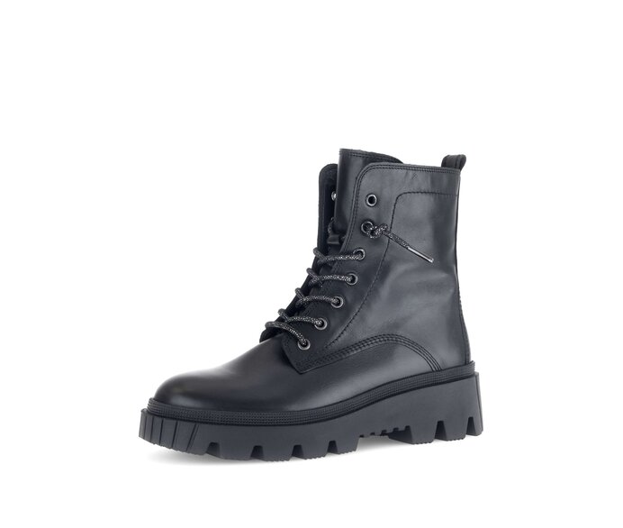 Gabor Damen  Schnürstiefelette Schwarz - Glattleder
