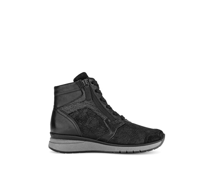 Gabor Damen  Sportliche Stiefelette Schwarz - Materialmix Leder/Lederimitat