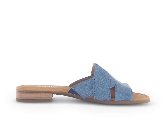 Gabor Damen  Pantolette Blau - Materialmix Leder
