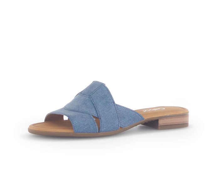 Gabor Damen  Pantolette Blau - Materialmix Leder