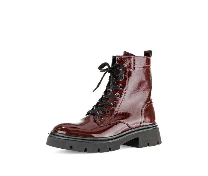 Gabor Damen  Schnürstiefelette Rot - Lackleder