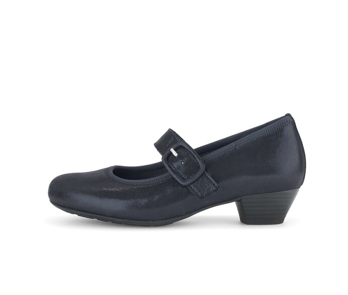 Gabor Damen Spangenpumps Blau - Effektleder