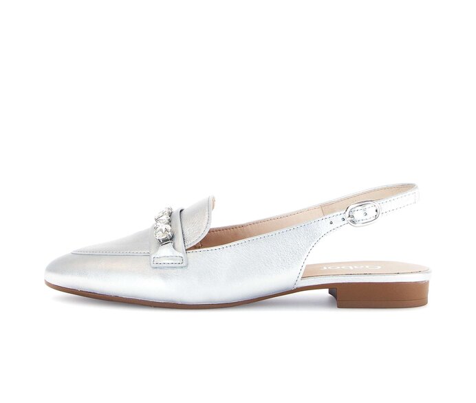 Gabor Damen Slingpumps Silber - Effektleder