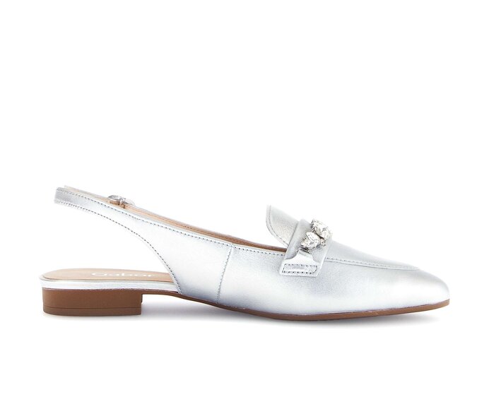 Gabor Damen  Slingpumps Silber - Effektleder