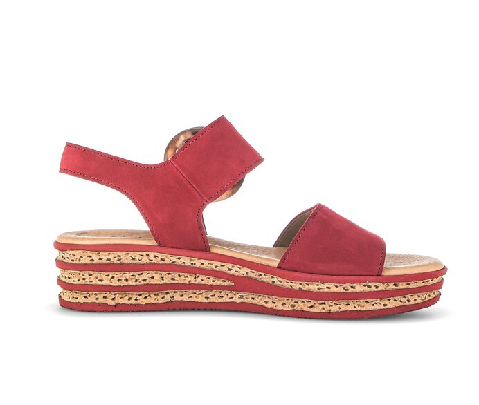 Gabor Damen  Plateau Sandale Rot - Rauleder