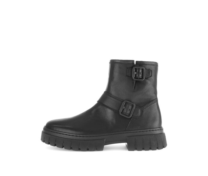 Gabor Damen Biker Boots Schwarz - Glattleder