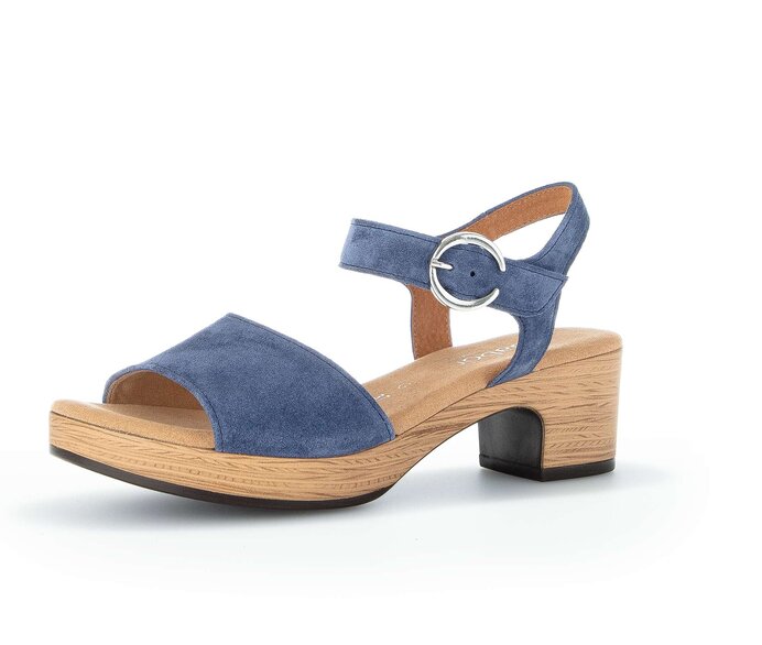 Gabor Damen  Plateau Sandale Blau - Rauleder