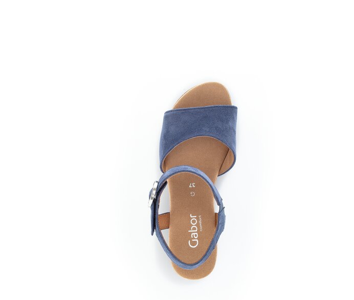 Gabor Damen  Plateau Sandale Blau - Rauleder