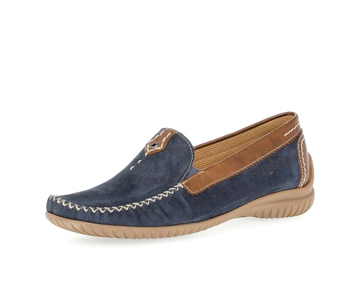 Gabor Damen  Mokassin Blau - Materialmix Leder
