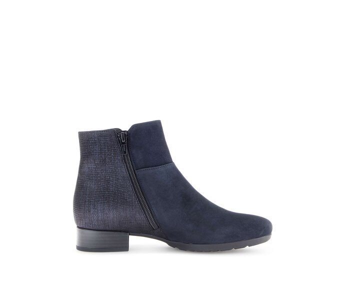 Gabor Damen  Elegante Stiefelette Blau - Materialmix Leder