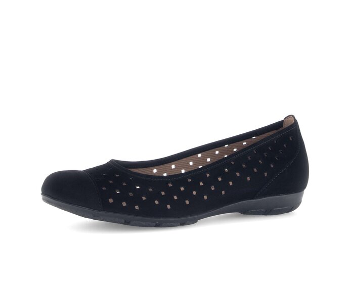 Gabor Damen  Sportliche Ballerina Schwarz - Rauleder