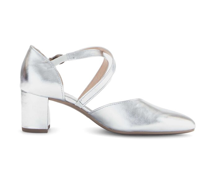 Gabor Damen  Spangenpumps Silber - Effektleder