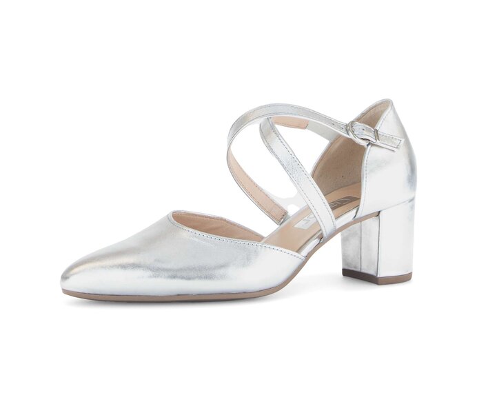 Gabor Damen  Spangenpumps Silber - Effektleder