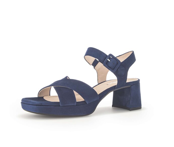 Gabor Damen  Plateau Sandale Blau - Rauleder