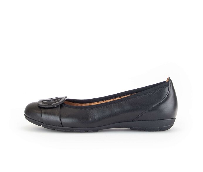 Gabor Damen Sportliche Ballerina Schwarz - Glattleder