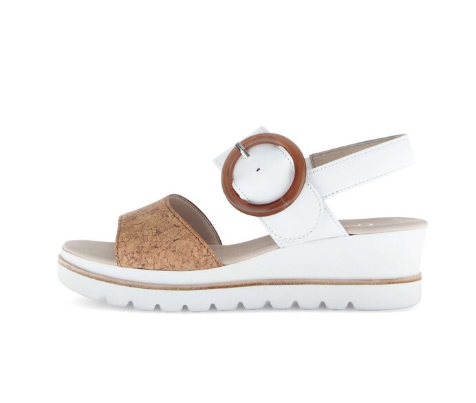 Gabor Damen Plateau Sandale Beige - Materialmix Leder