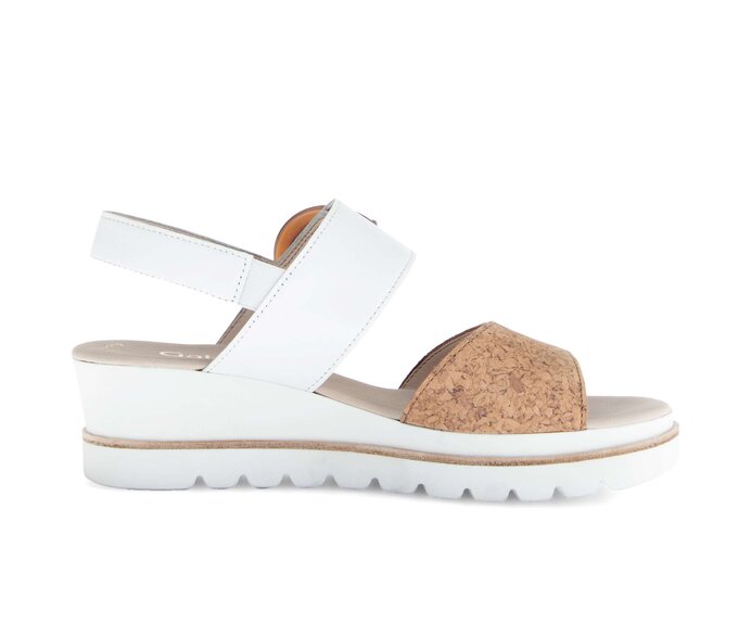 Gabor Damen  Plateau Sandale Beige - Materialmix Leder