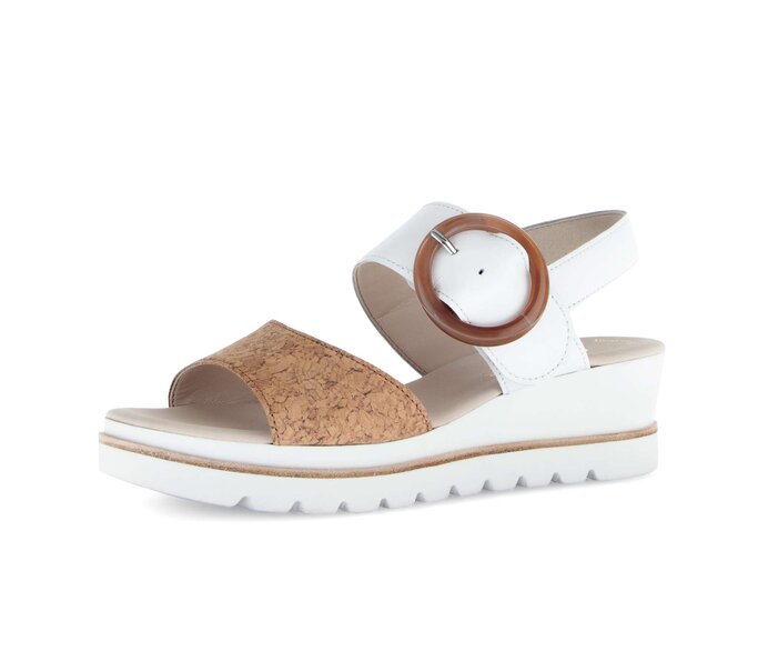Gabor Damen  Plateau Sandale Beige - Materialmix Leder