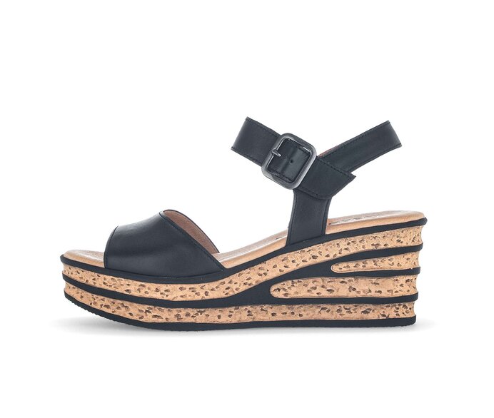 Gabor Damen Keilsandalette Schwarz - Glattleder