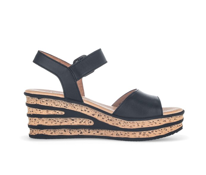 Gabor Damen  Keilsandalette Schwarz - Glattleder